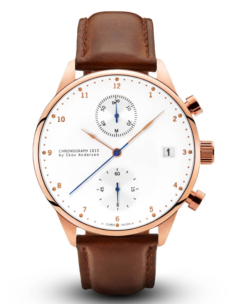 Image of About Vintage 1815 Rose Gold Chronograph Brown Strap